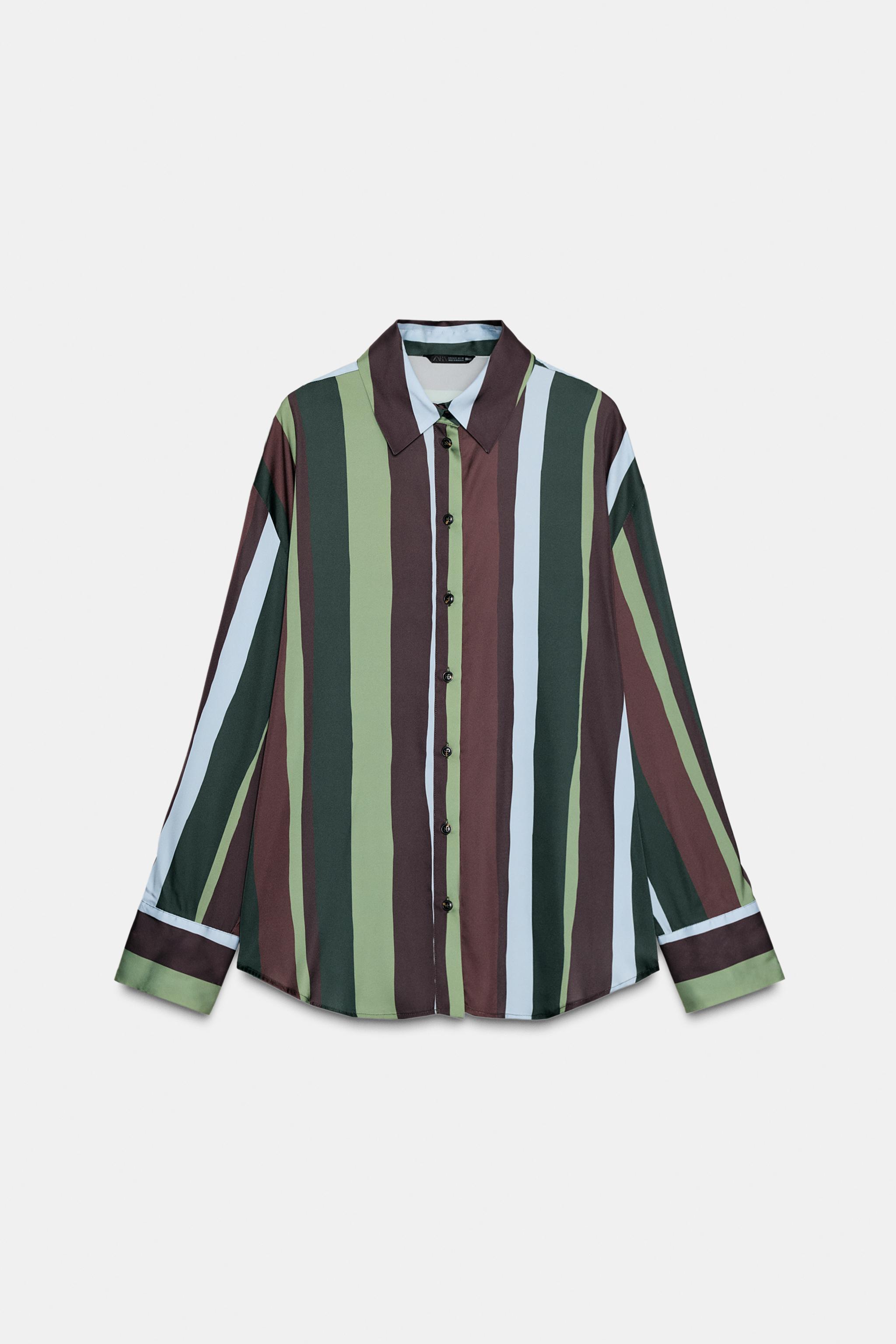 STRIPED SATIN EFFECT BLOUSE